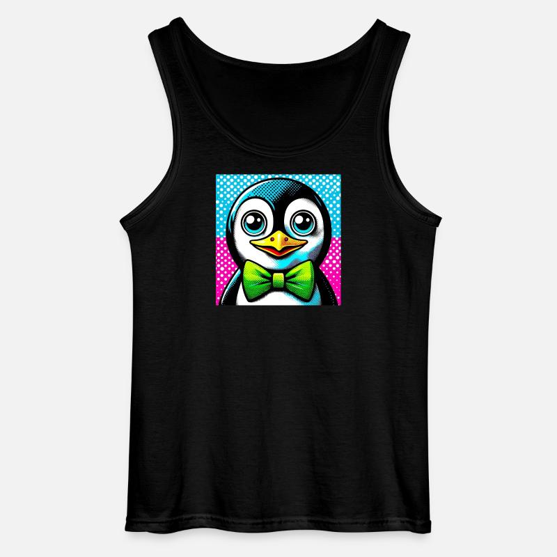 Pinguin mit Fliege Pop Art - Gildan Männer Tank Top - Schwarz