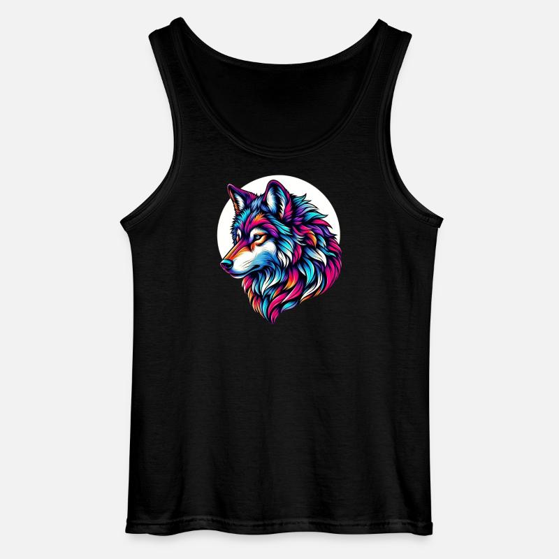 Wolf - Gildan Männer Tank Top - Schwarz