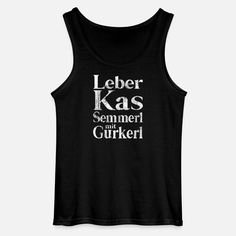 Leberkas Semmerl mit Gurkerl – Dialekt - Gildan Männer Tank Top - Schwarz