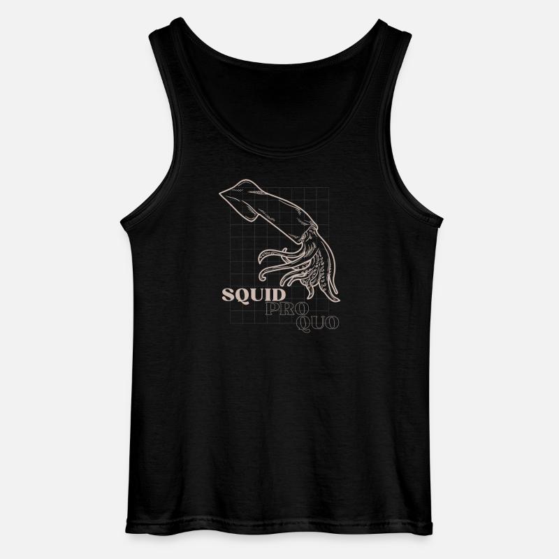 Squid Pro Quo Line Art-Raster - Gildan Männer Tank Top - Schwarz