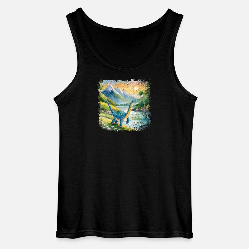 Niedlicher junger Thesaurus Kinderbuchstil Aquarel - Gildan Männer Tank Top - Schwarz