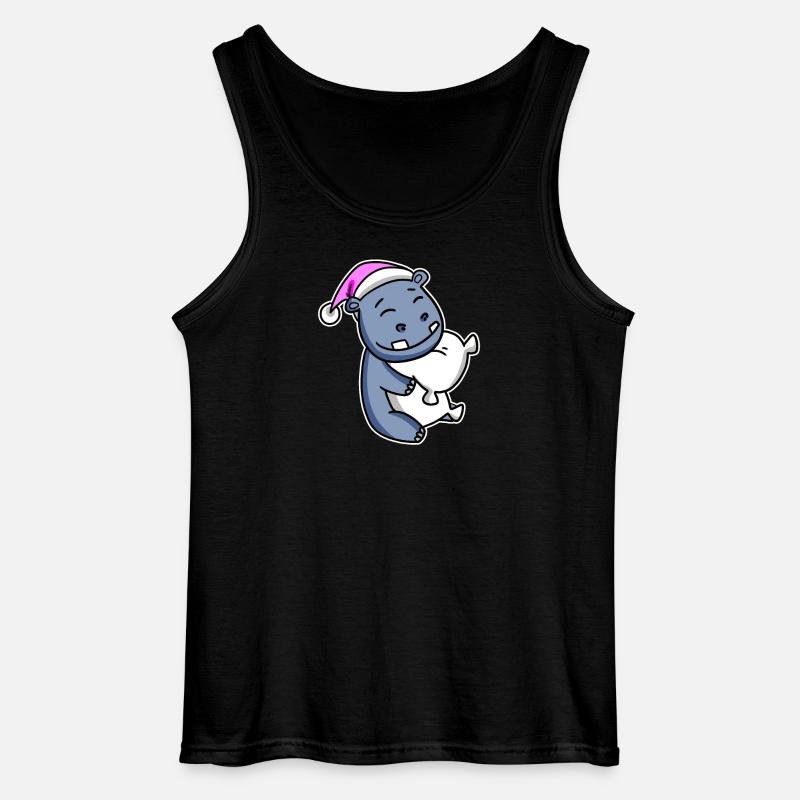 Nilpferd Müde Ausschlafen Schlafen Mädchen - Gildan Männer Tank Top - Schwarz