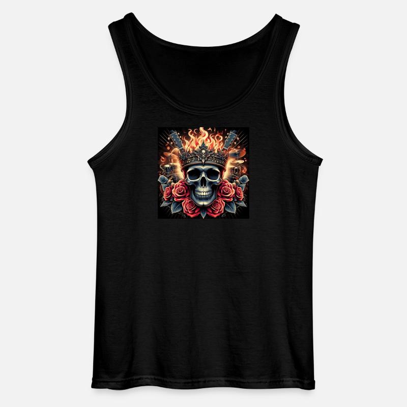 Brennender Schädel - Gildan Männer Tank Top - Schwarz