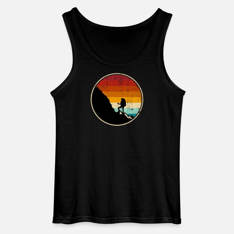 Climber at Sunset Retro Circle - Gildan Men’s Tank Top - black