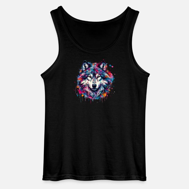 Wolf - Gildan Männer Tank Top - Schwarz