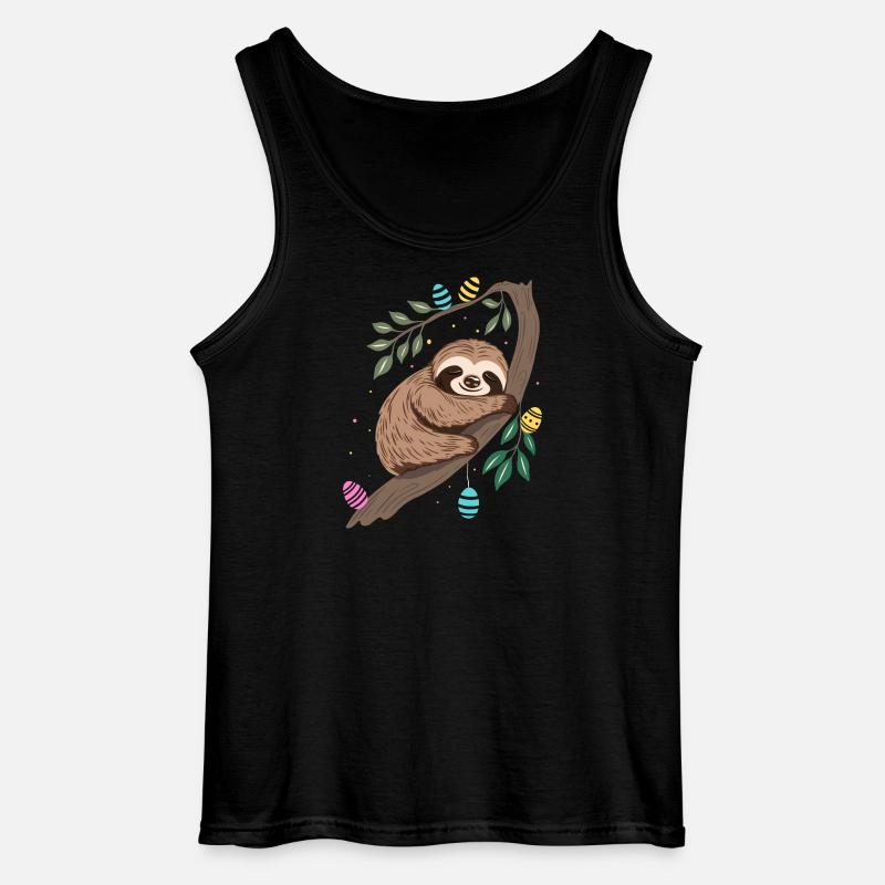 Easter Sloth with Easter Eggs - Gildan Men’s Tank Top - black
