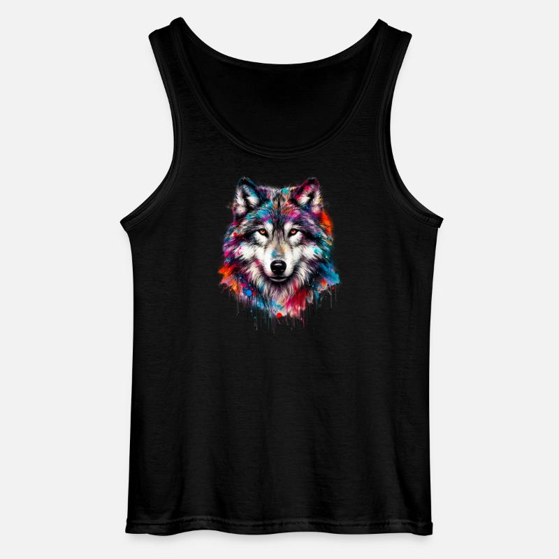 Wolf - Gildan Männer Tank Top - Schwarz