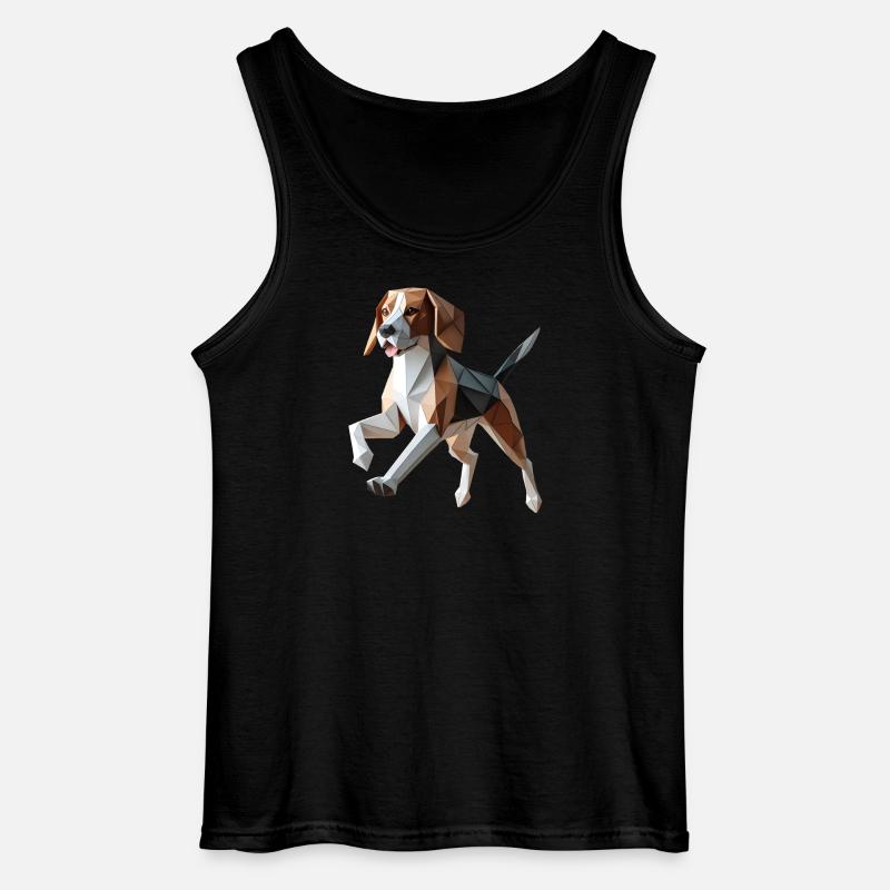 3D Geometrischer Origami-Beagle-Hund - Gildan Männer Tank Top - Schwarz