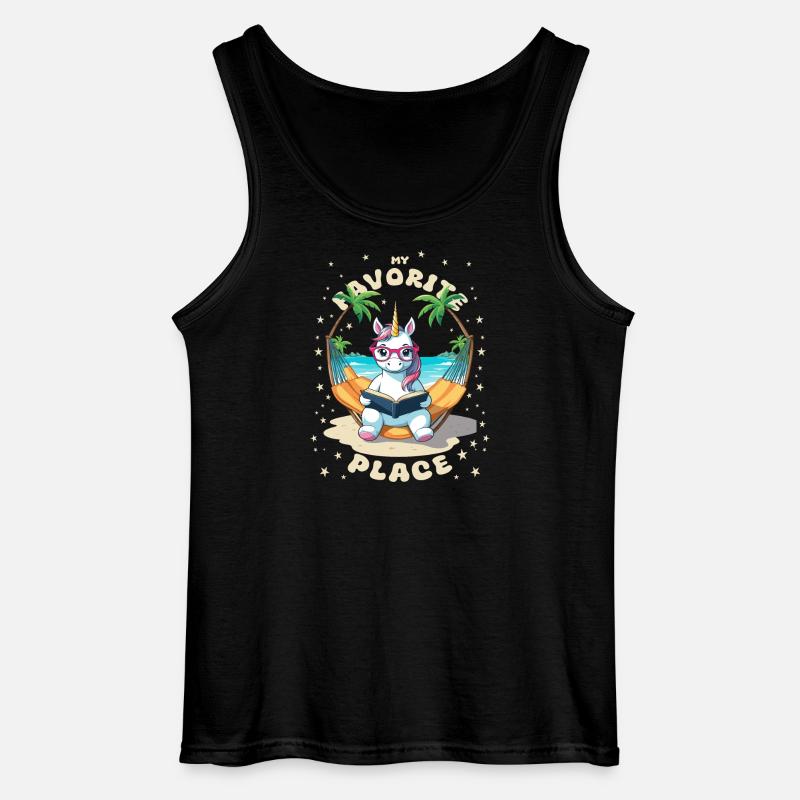 Einhorn mit Buch - Gildan Männer Tank Top - Schwarz
