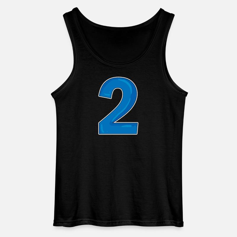 Zwei - 2 - Nummer Zahl - Gildan Männer Tank Top - Schwarz