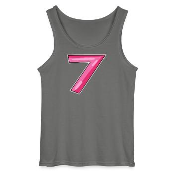 7 - Gildan Men’s Tank Top - charcoal grey - Front - AI Model Male 185 dark (185cm)