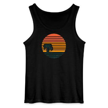 Coucher de soleil avec les palmiers - Débardeur Gildan Homme - noir - Devant - AI Model Male 185 dark (185cm)