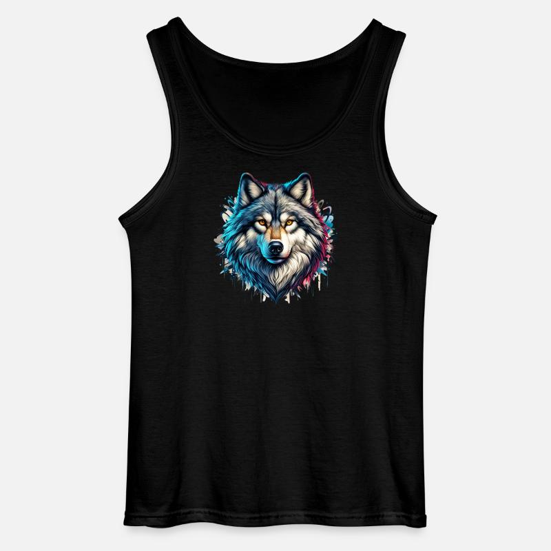 Wolf - Gildan Männer Tank Top - Schwarz