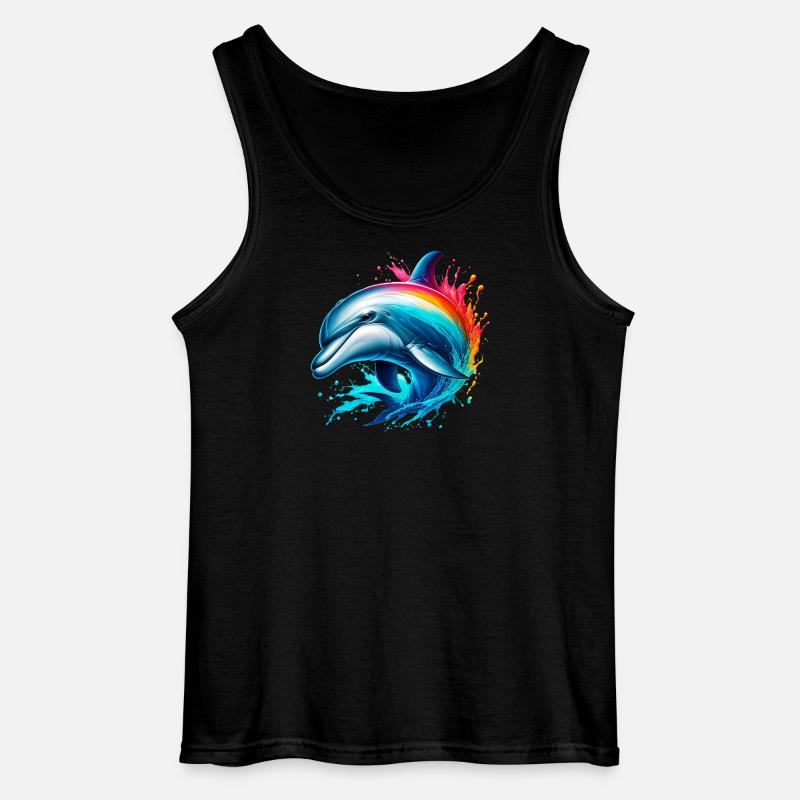 Dolphin - Gildan Men’s Tank Top - black