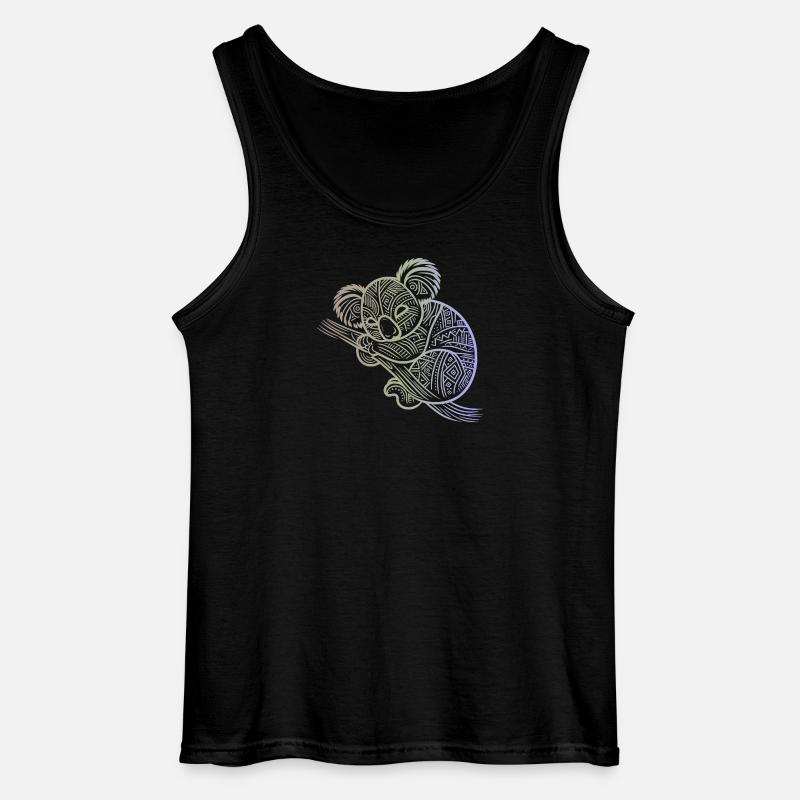 Koala in Aborigine-Mustern, Stammesmuster - Gildan Männer Tank Top - Schwarz