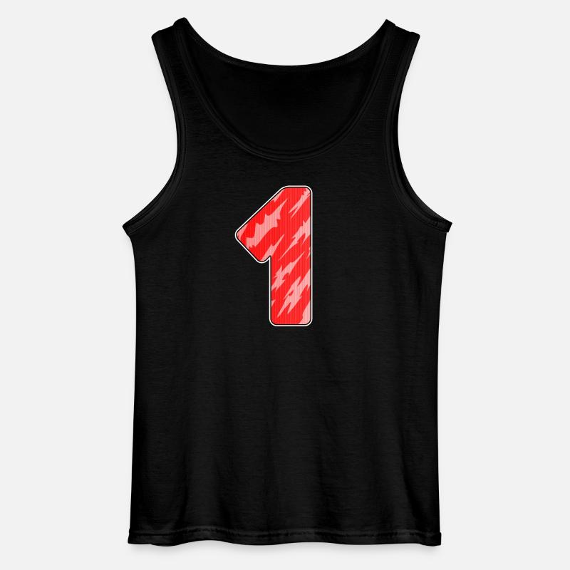 Number 1 Red Pattern - First - Gildan Men’s Tank Top - black