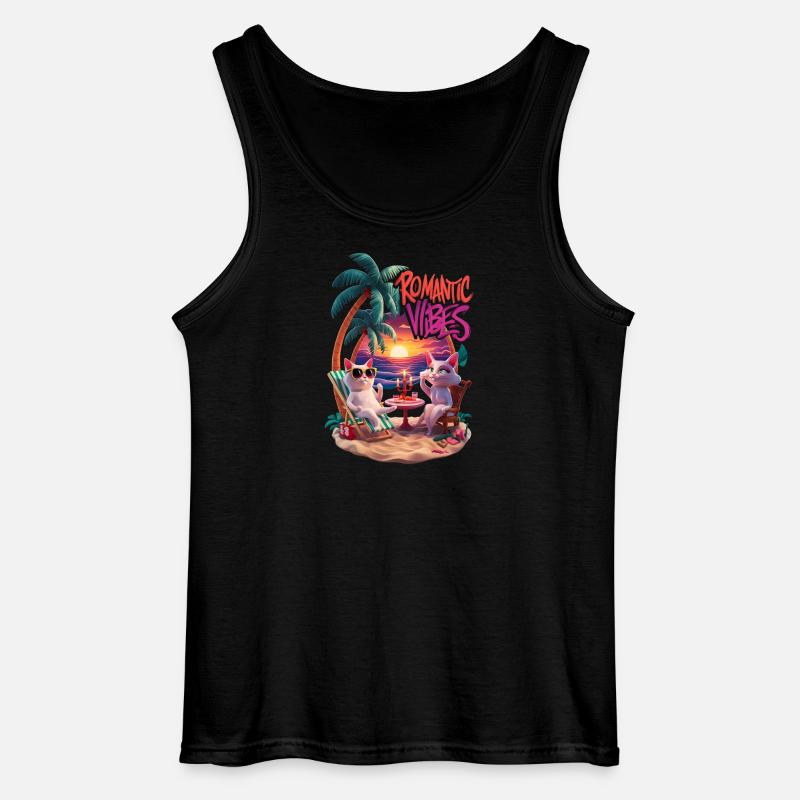 Romantischer Strandkater - Gildan Männer Tank Top - Schwarz