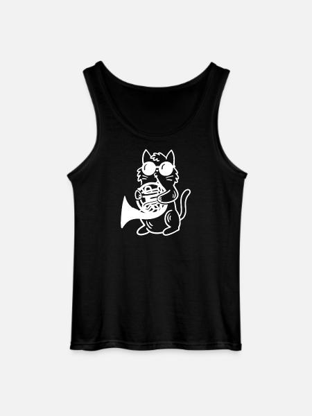 Katze spielt Waldhorn - Gildan Männer Tank Top - Schwarz
