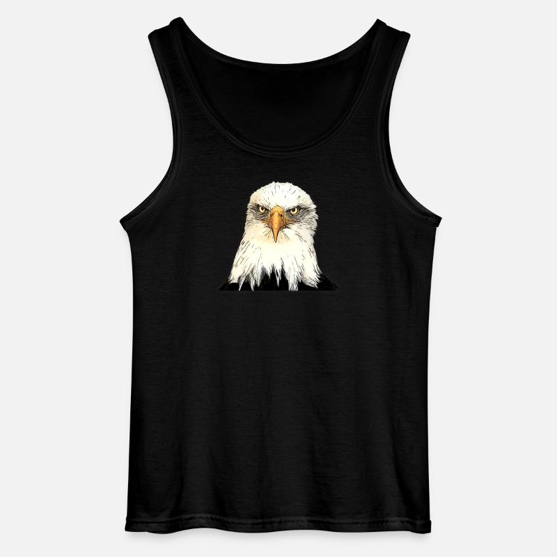 Adlerkopf Illustration mit intensivem Blick - Gildan Männer Tank Top - Schwarz
