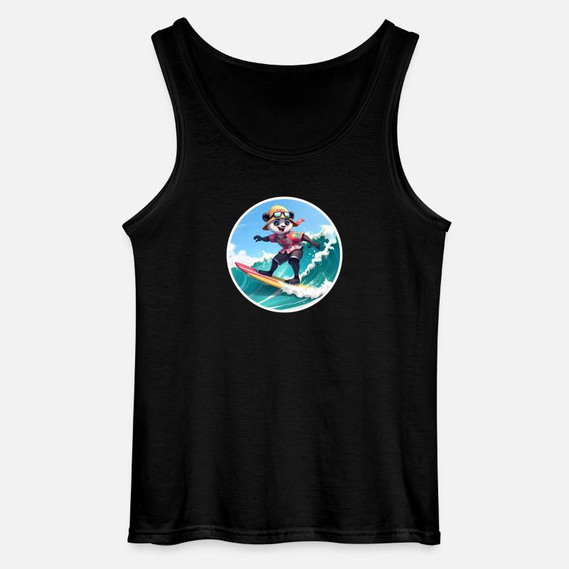 Panda Surfer im Hawaiihemd - Gildan Männer Tank Top - Schwarz