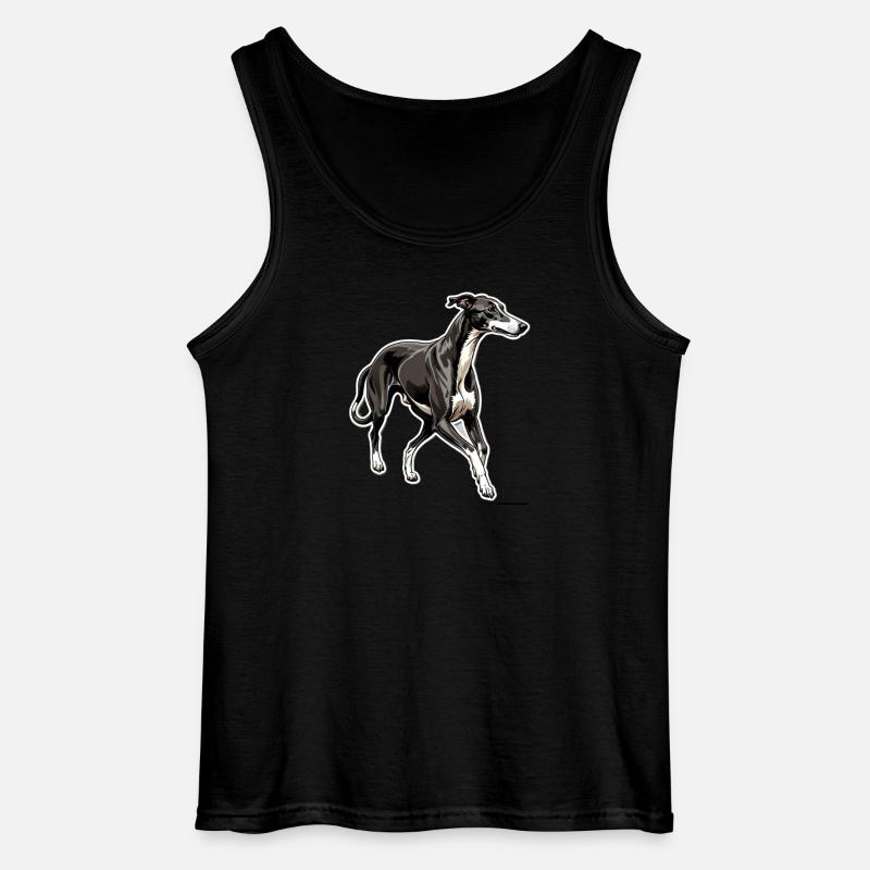 Windhund Silhouette Elegante Kontur - Gildan Männer Tank Top - Schwarz