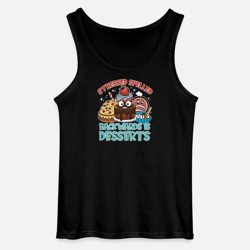 Stressed Spelled Backwards Desserts - Gildan Männer Tank Top - Schwarz