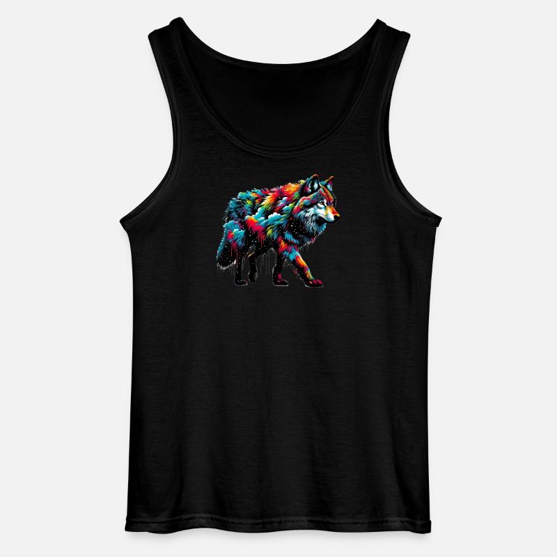 Wolf - Gildan Männer Tank Top - Schwarz