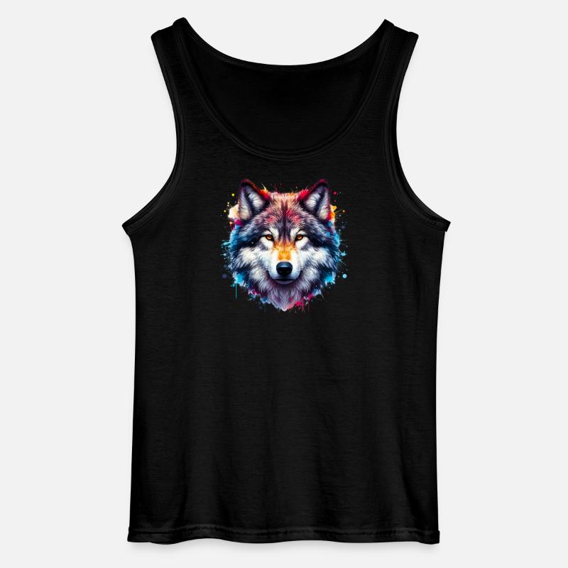 Wolf - Gildan Männer Tank Top - Schwarz