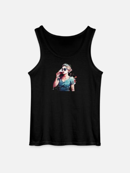 Woman drinking red wine - Gildan Men’s Tank Top - black