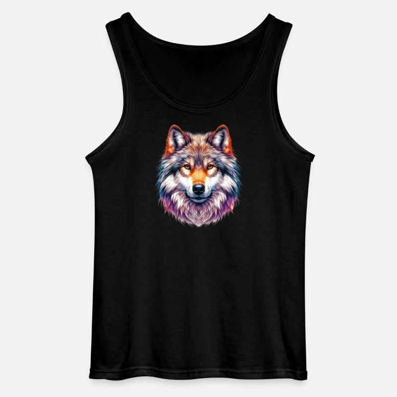 Wolf - Gildan Männer Tank Top - Schwarz