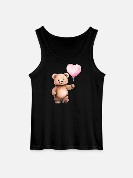 Heart Balloon Teddy - Gildan Men’s Tank Top - black