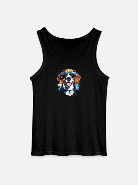 Beagle with sunglasses - Gildan Men’s Tank Top - black