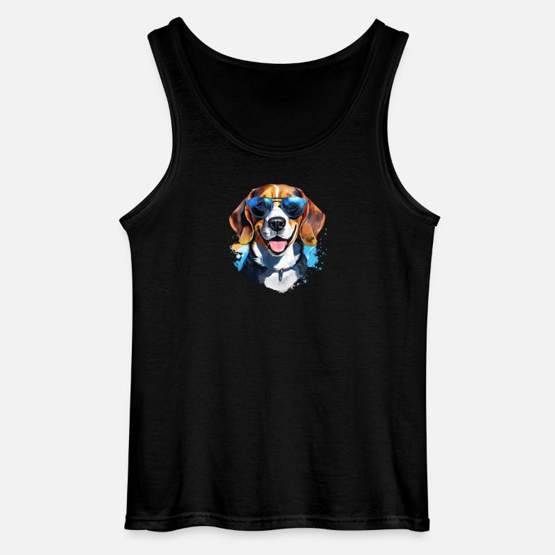 Beagle mit Sonnenbrille - Gildan Männer Tank Top - Schwarz