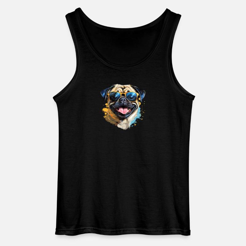 Mops mit Sonnenbrille - Gildan Männer Tank Top - Schwarz