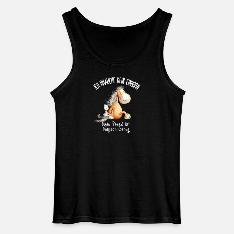 Pferd Einhorn Spruch Pferdefreunde - Gildan Männer Tank Top - Schwarz