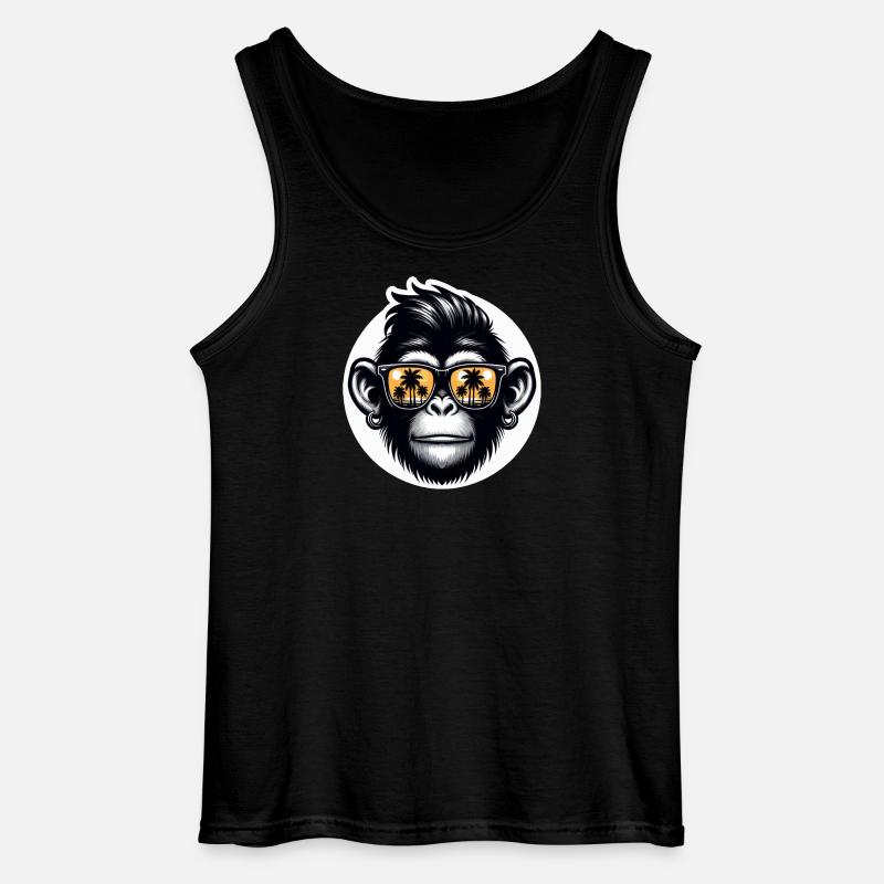 Affe Brille Palmen - Gildan Männer Tank Top - Schwarz