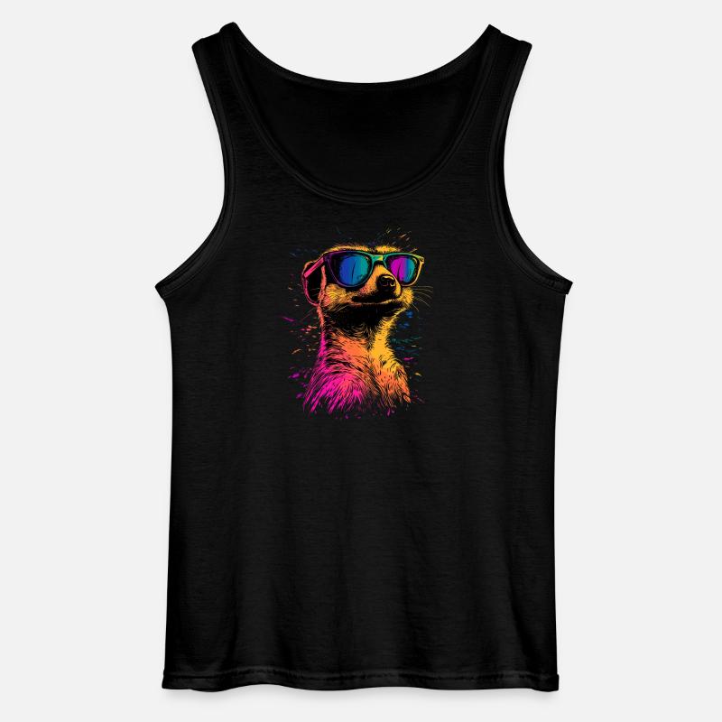 Erdmännchen Sonnenbrille Bunt Süßes Erdmännchen - Gildan Männer Tank Top - Schwarz