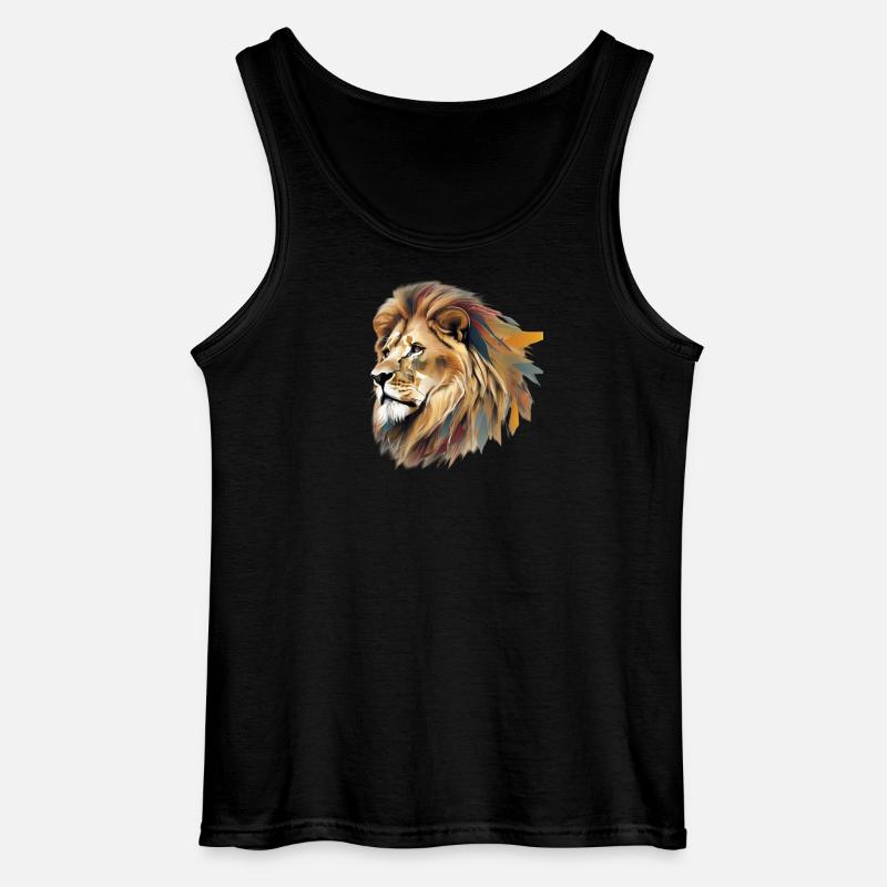Farbenfroher Löwenkopf - Gildan Männer Tank Top - Schwarz