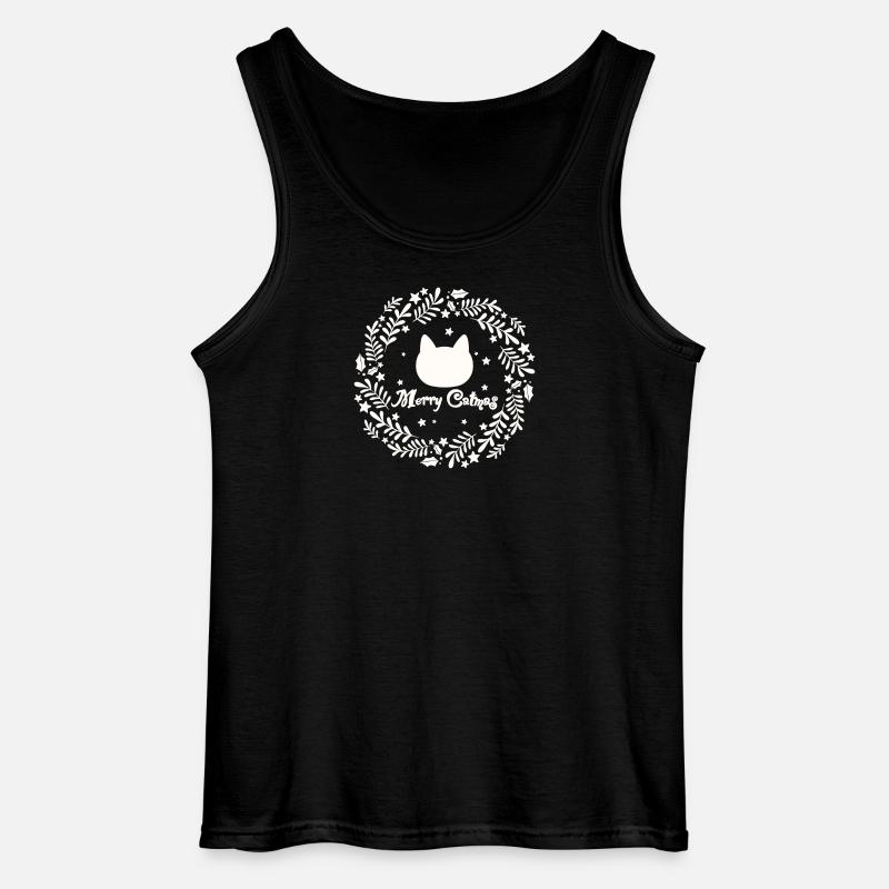 Weihnachtskranz mit Katze - Merry Catmas - Gildan Männer Tank Top - Schwarz