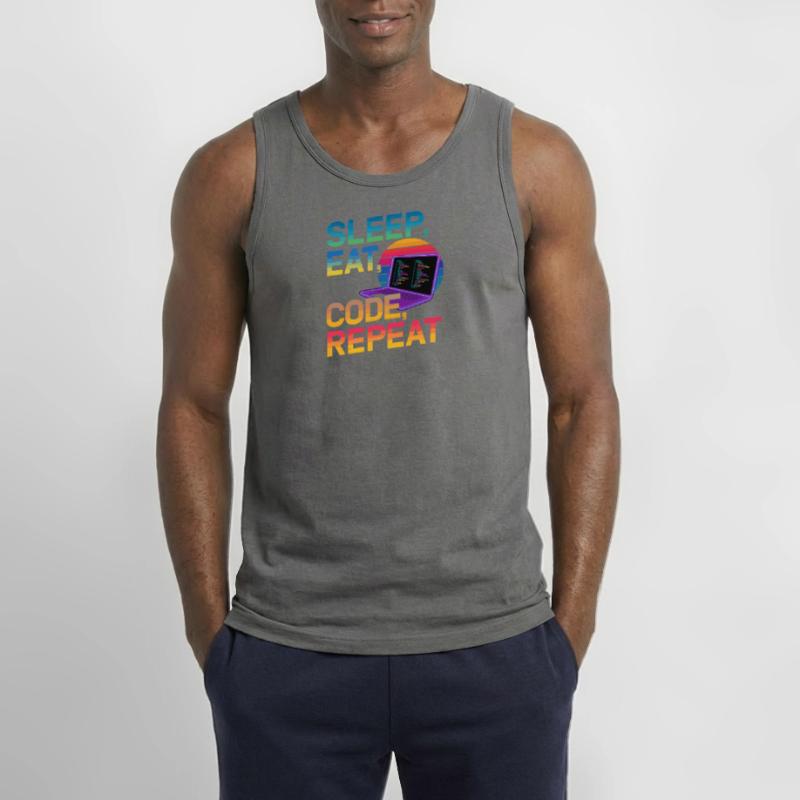 Sleep Eat Code Repeat Geschenk für Coder Gildan Männer Tank Top