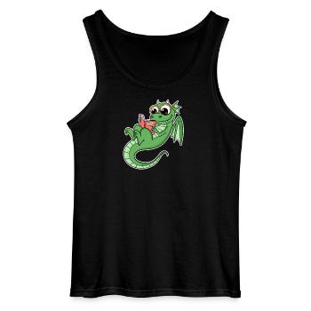 Drache Bücher Buch Lesen - Gildan Männer Tank Top - Schwarz - Vorne - AI Model Male 185 dark (185cm)