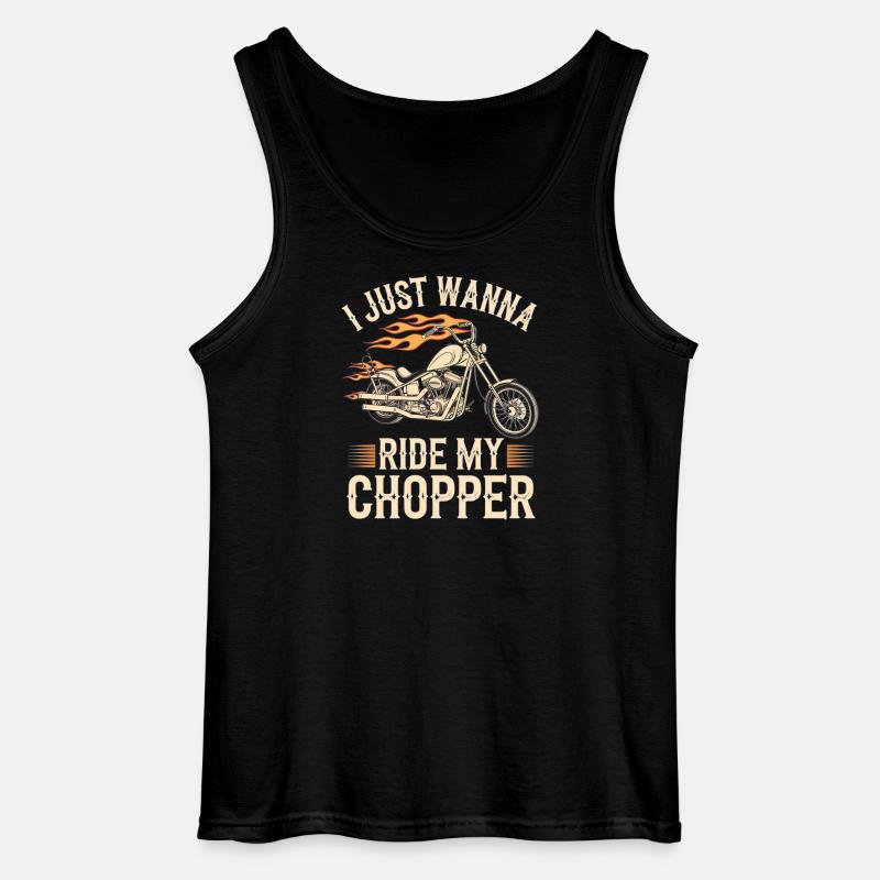 Flaming Chopper Motorcycle - Gildan Men’s Tank Top - black