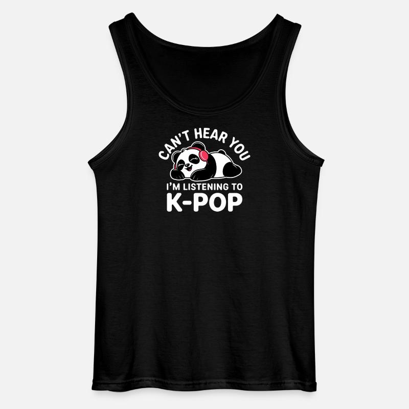 Sød panda lytter til K-Pop - Gildan tanktop til mænd - sort