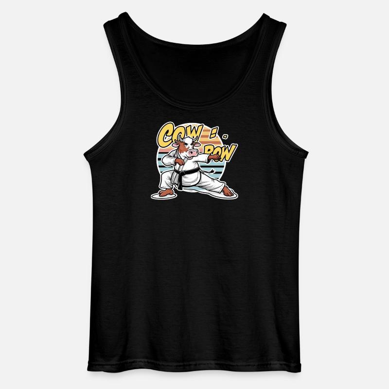 Kuh Karate Dojo Retro - Gildan Männer Tank Top - Schwarz