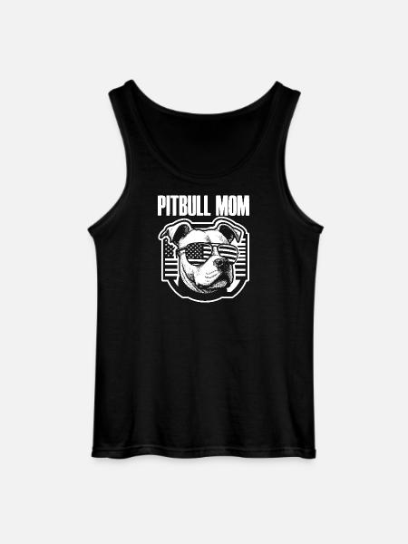 Pitbull Mom Patriotic Funny 4th of July - Gildan Men’s Tank Top - black