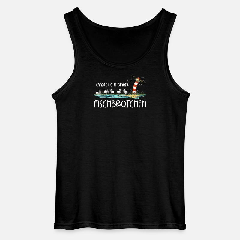 Candle Light Dinner Fischbrötchen Meer Spruch - Gildan Männer Tank Top - Schwarz
