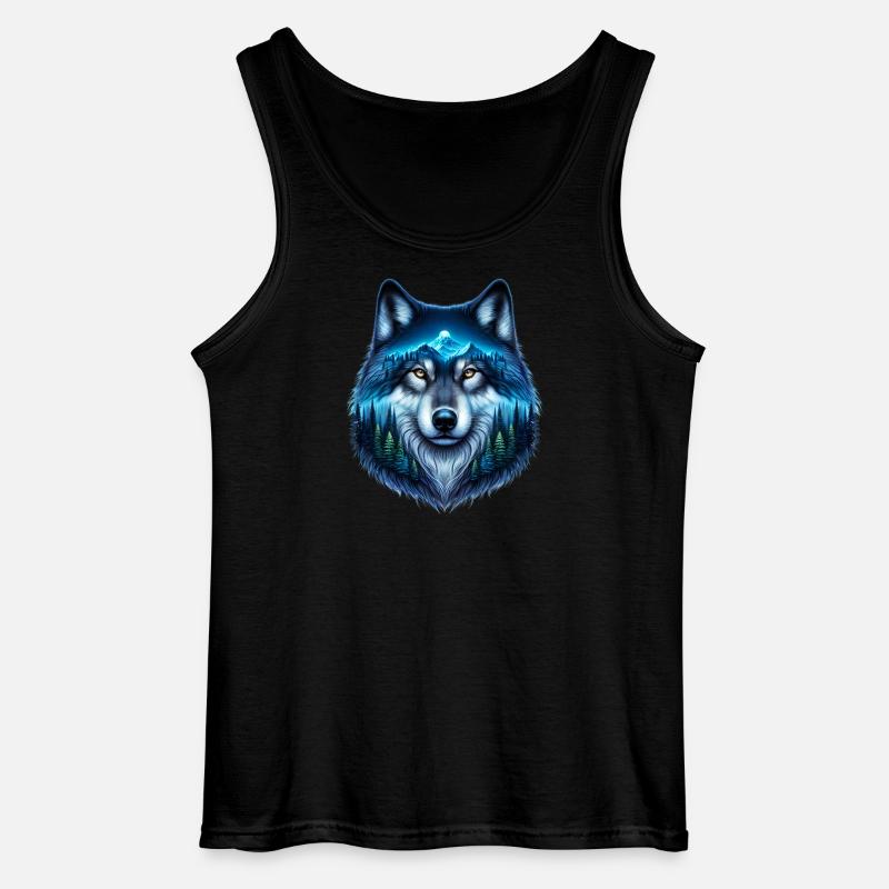 Wolf - Gildan Männer Tank Top - Schwarz