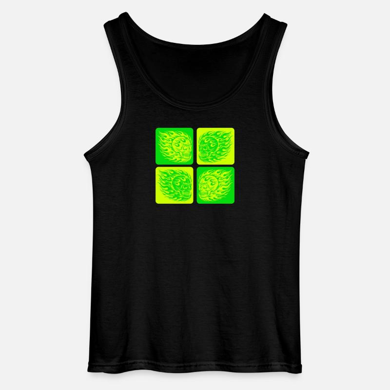 Flammender Totenkopf – Biker & Rocker Style - Gildan Männer Tank Top - Schwarz