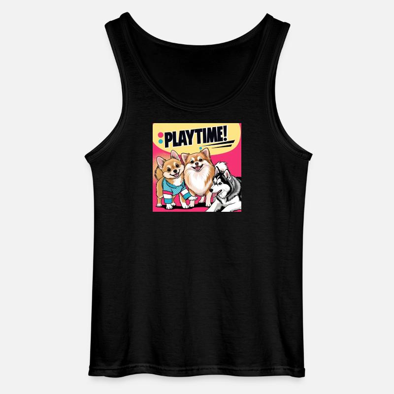 Comic Dogs - Playtime - Gildan Männer Tank Top - Schwarz