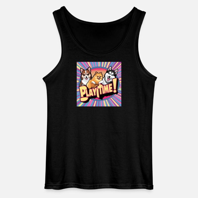 Comic Dogs - Playtime - Gildan Männer Tank Top - Schwarz